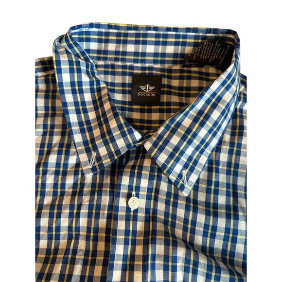 Dockers Blue Yellow White Plaid Long Sleeve Button Down Shirt Men's Size XXL - Picture 2 of 8